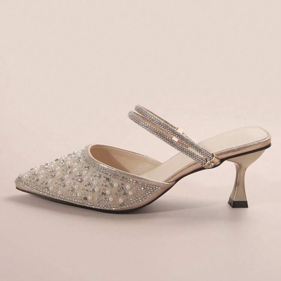 Rhinestone Pointed Toe High Heel Shoes size 8 (Eur 39) - Picture 2 of 5